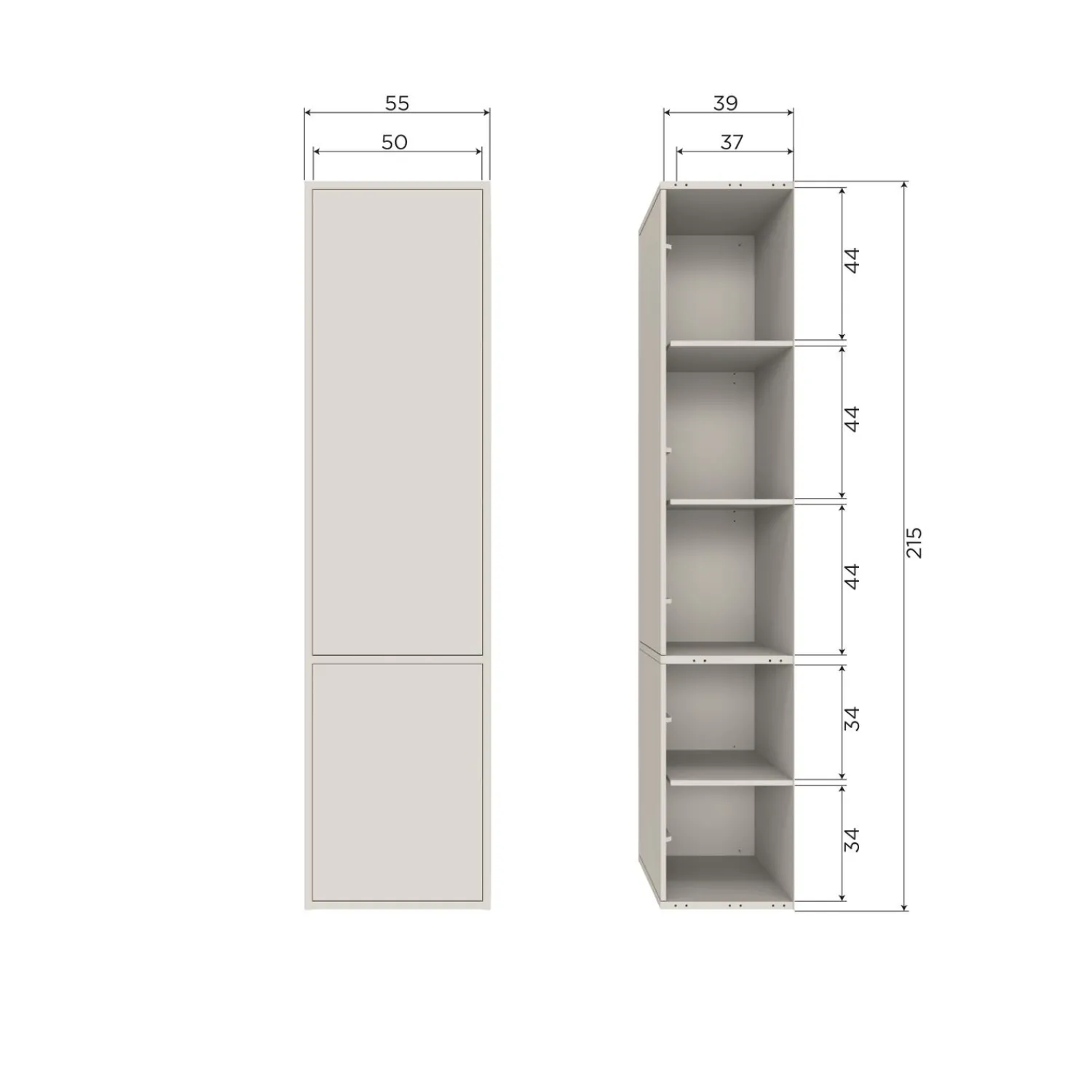 WOOOD Meggy smalle opbergkast 55 cm grenen dust