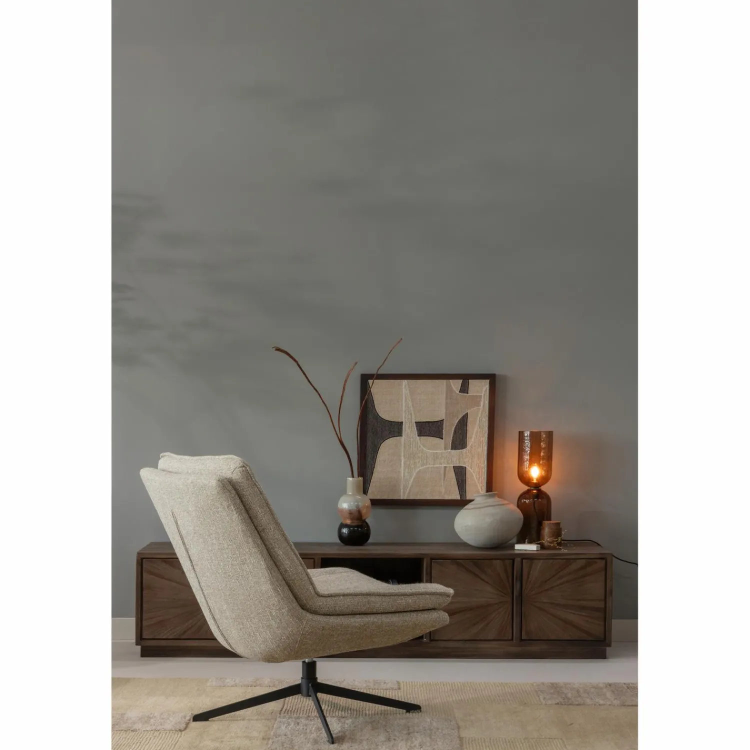 Outlet WOOOD Milaro draaifauteuil melange Naturel