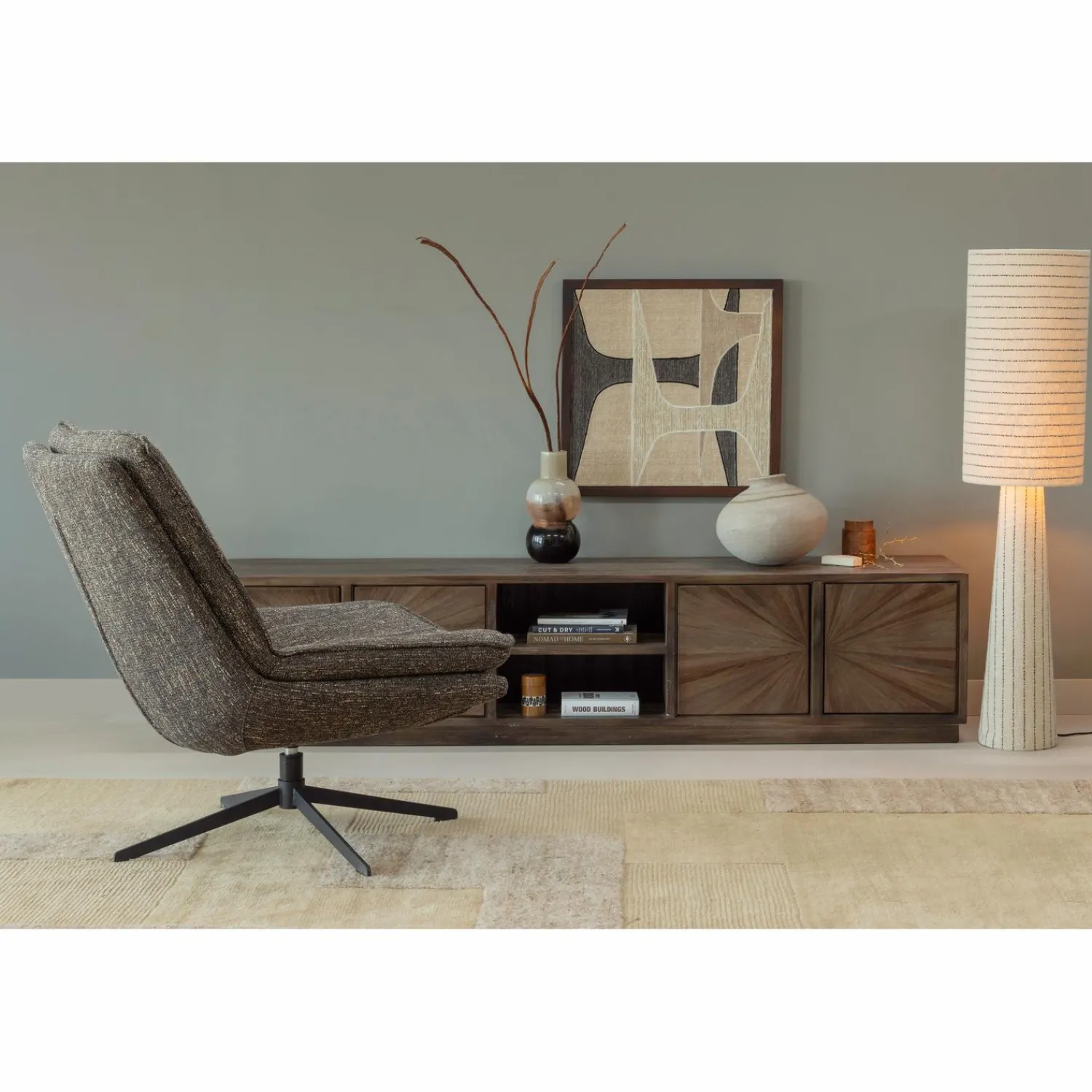 Outlet WOOOD Milaro draaifauteuil melange Naturel