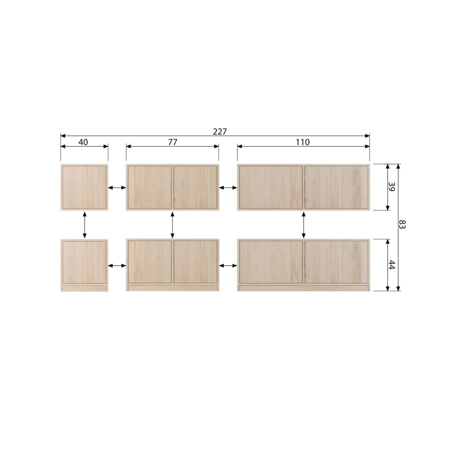 Sale WOOOD Modulair onderkast 110 cm eiken naturel mat