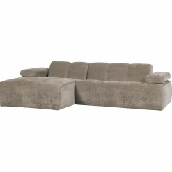 Hot WOOOD Mojo chaise longue bank links ribstof donker zand Donkerzand