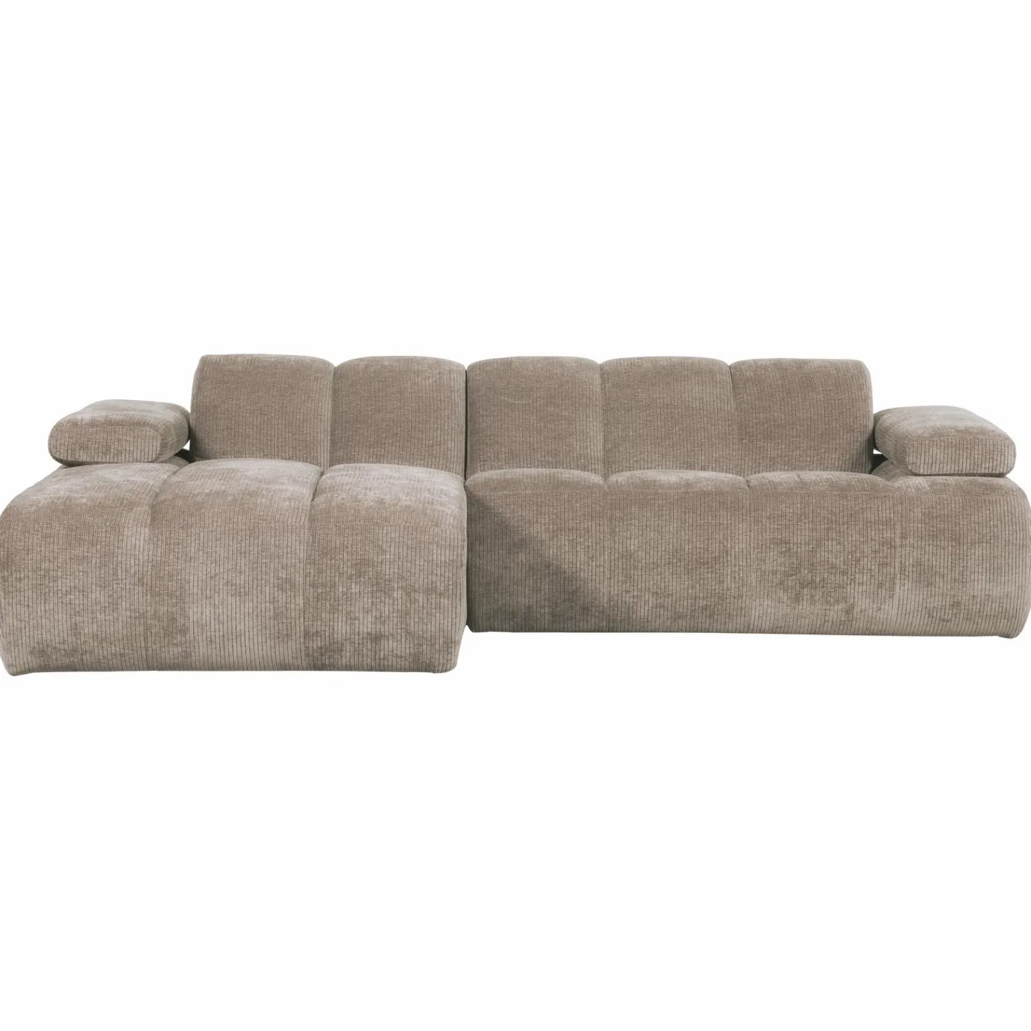 Hot WOOOD Mojo chaise longue bank links ribstof donker zand Donkerzand
