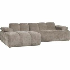 Hot WOOOD Mojo chaise longue bank links ribstof donker zand Donkerzand