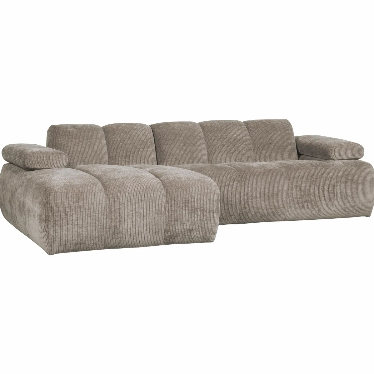 Hot WOOOD Mojo chaise longue bank links ribstof donker zand Donkerzand