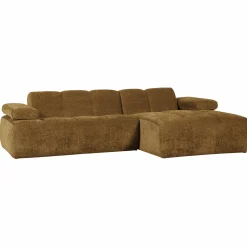 WOOOD Mojo chaise longue bank rechts ribstof Honinggeel