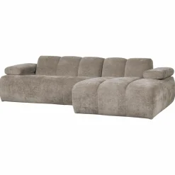 New WOOOD Mojo chaise longue bank rechts ribstof donker zand Donkerzand