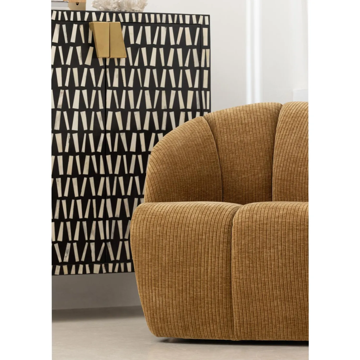 Clearance WOOOD Mojo draaifauteuil ribstof Honinggeel