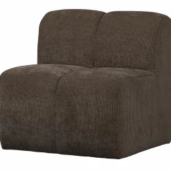 Clearance WOOOD Mojo eetbankje 84 cm met rugleuning ribstof Bruin