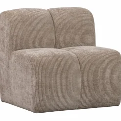 Clearance WOOOD Mojo eetbankje 84 cm met rugleuning ribstof donker zand Donkerzand