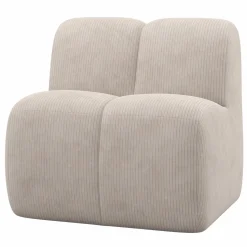 Clearance WOOOD Mojo eetbankje 84 cm met rugleuning ribstof ecru