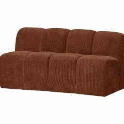 Clearance WOOOD Mojo eetbankje 164 cm met rugleuning ribstof Roestbruin