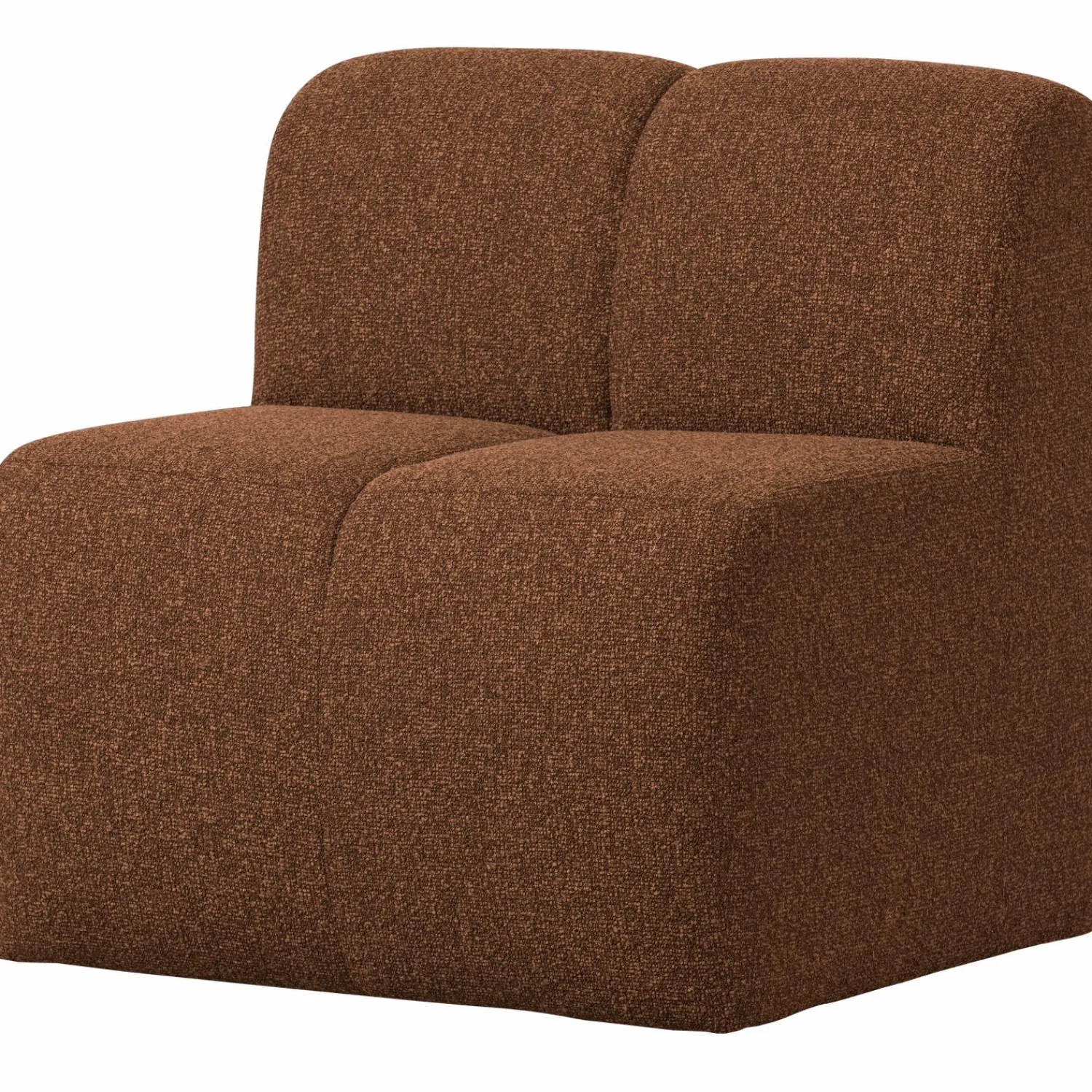 Outlet WOOOD Mojo eetbankje 84 cm met rugleuning bouclé Roestbruin melange