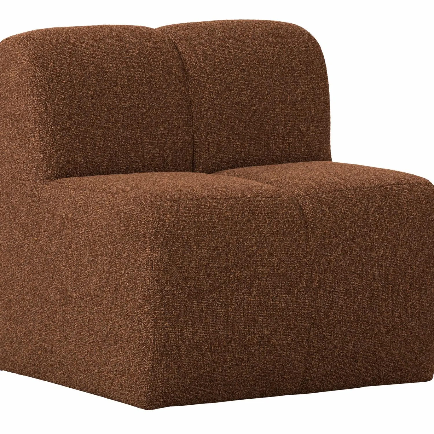 Outlet WOOOD Mojo eetbankje 84 cm met rugleuning bouclé Roestbruin melange