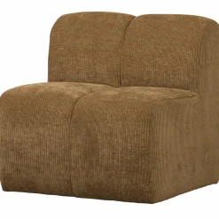 Discount WOOOD Mojo eetbankje 84 cm met rugleuning ribstof Honinggeel