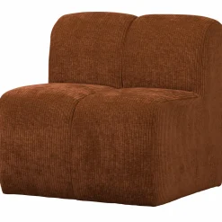 Sale WOOOD Mojo eetbankje 84 cm met rugleuning ribstof Roestbruin