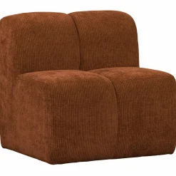 Sale WOOOD Mojo eetbankje 84 cm met rugleuning ribstof Roestbruin