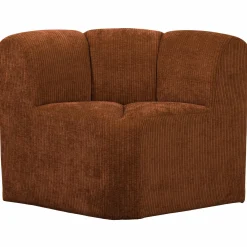 Sale WOOOD Mojo eetbankje hoek met rugleuning ribstof Roestbruin