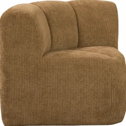 Sale WOOOD Mojo eetbankje hoek met rugleuning ribstof Honinggeel