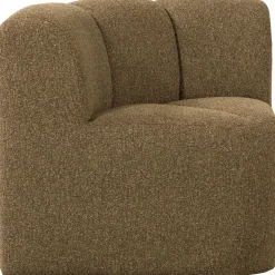 Best WOOOD Mojo eetbankje hoek met rugleuning bouclé Geel/bruin melange