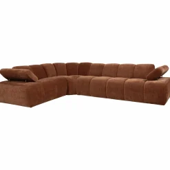 Best WOOOD Mojo hoekbank links ribstof Roestbruin