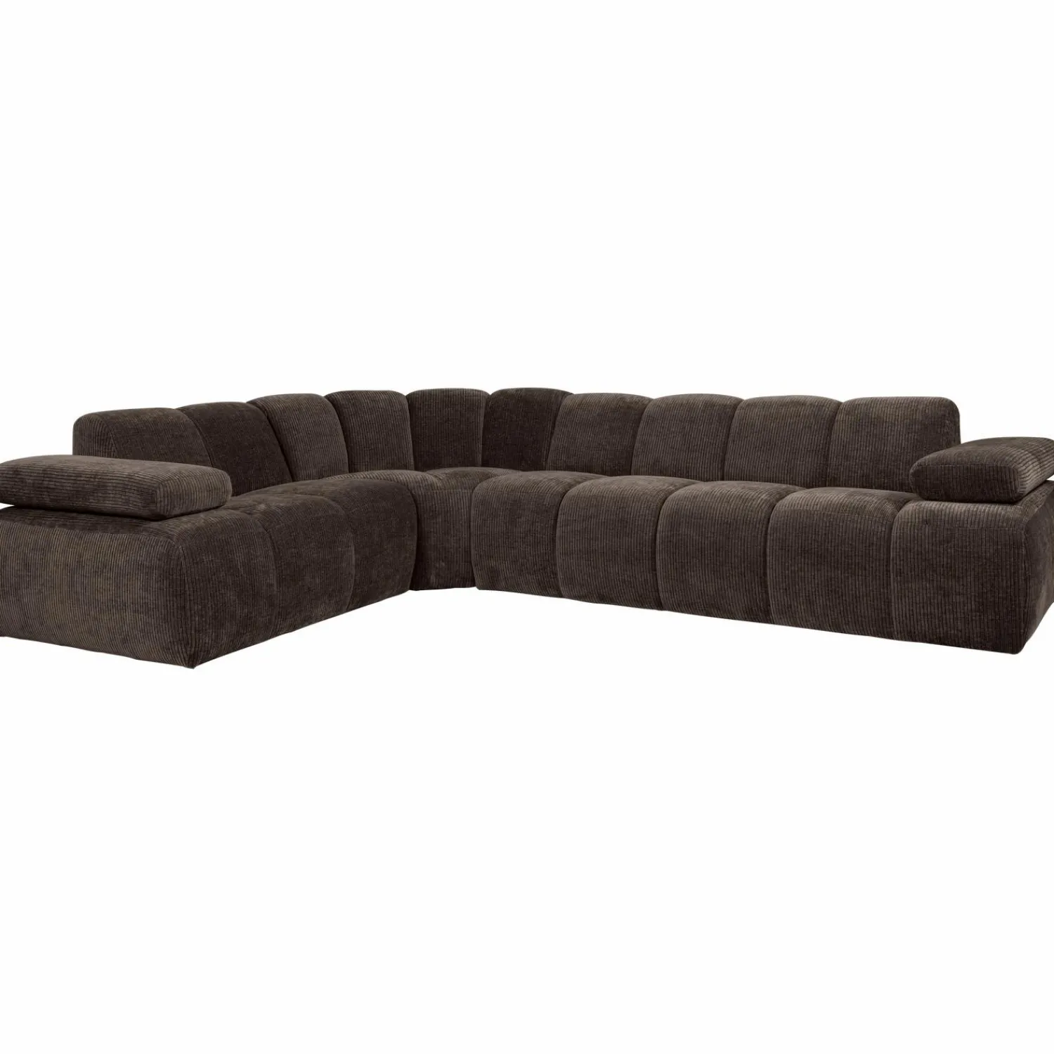 Outlet WOOOD Mojo hoekbank links ribstof Bruin