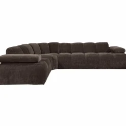 Outlet WOOOD Mojo hoekbank links ribstof Bruin