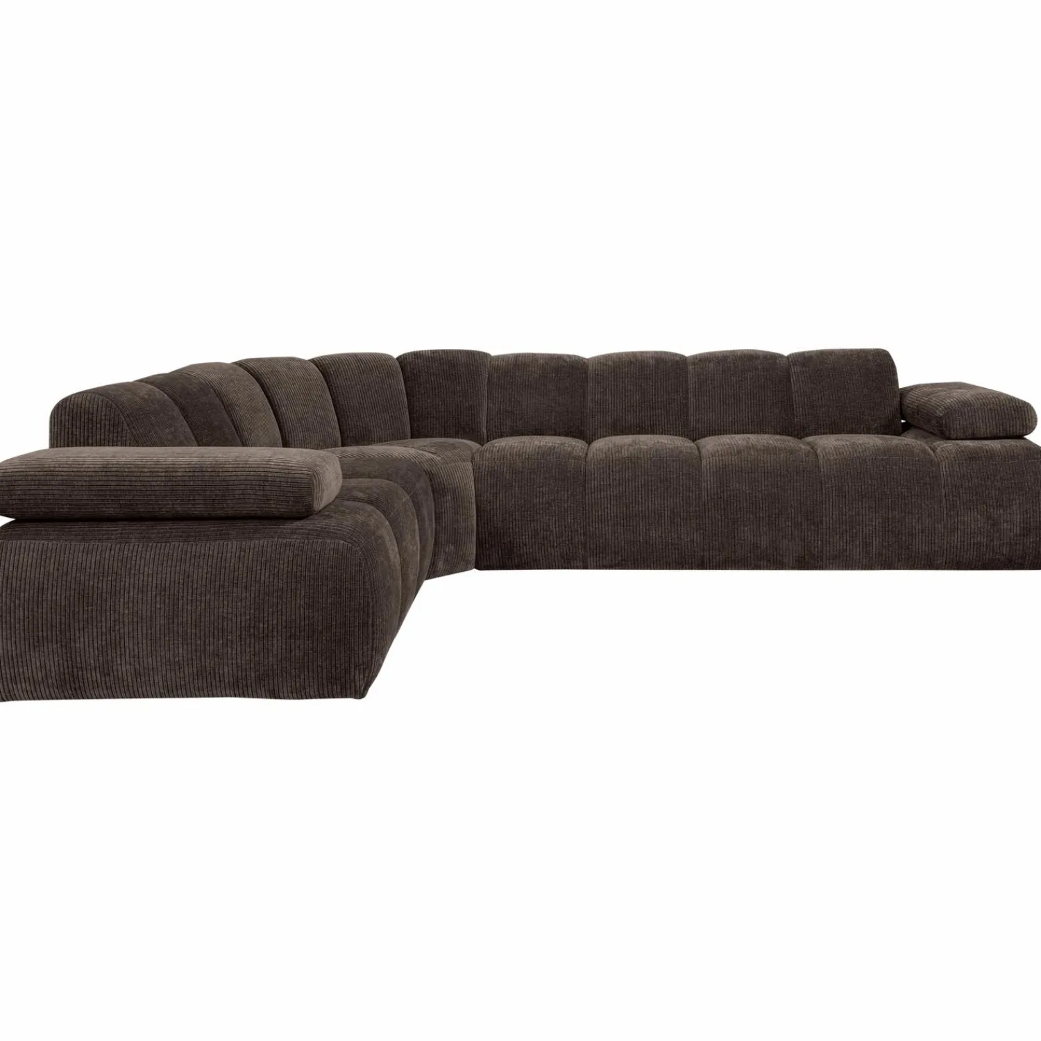 Outlet WOOOD Mojo hoekbank links ribstof Bruin