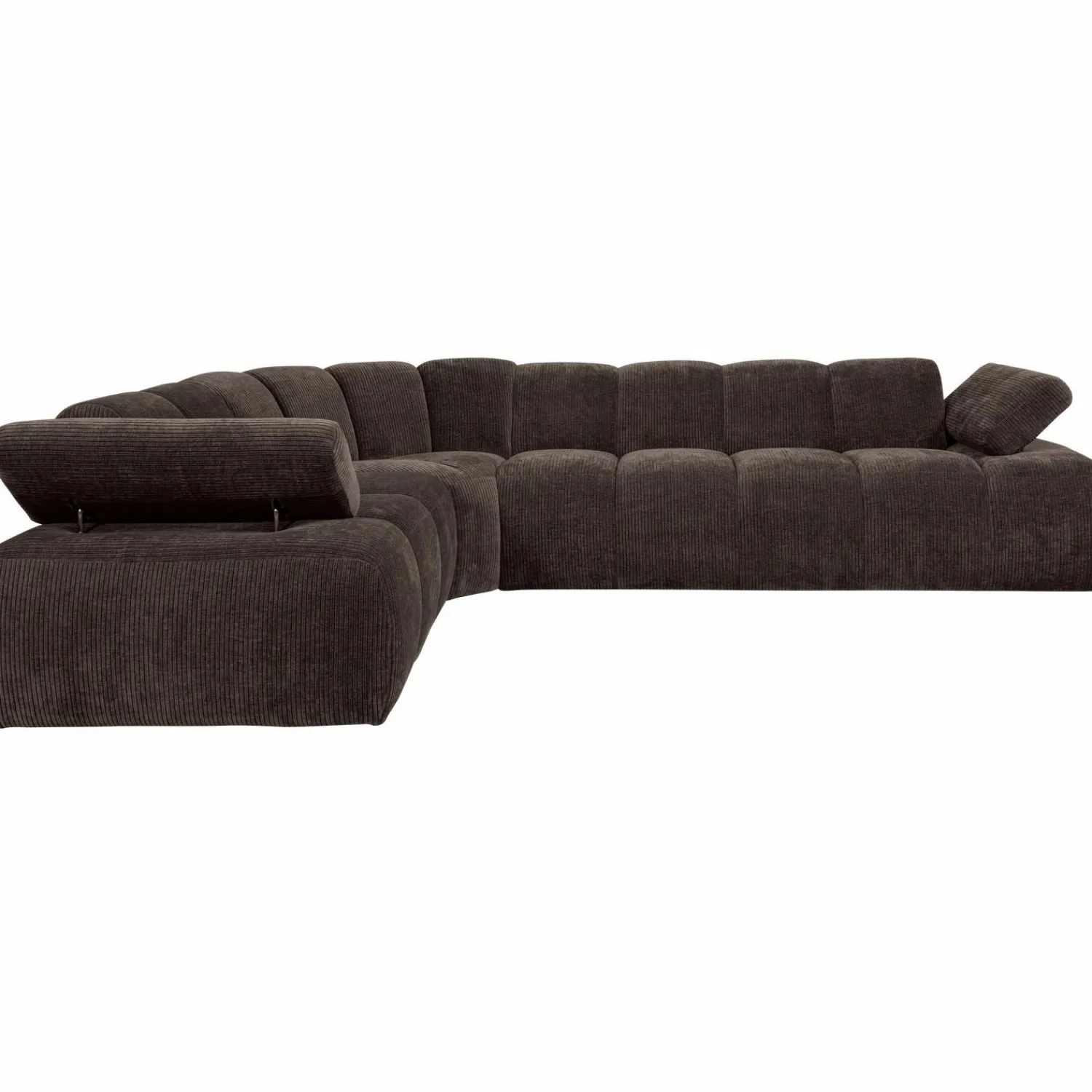 Outlet WOOOD Mojo hoekbank links ribstof Bruin