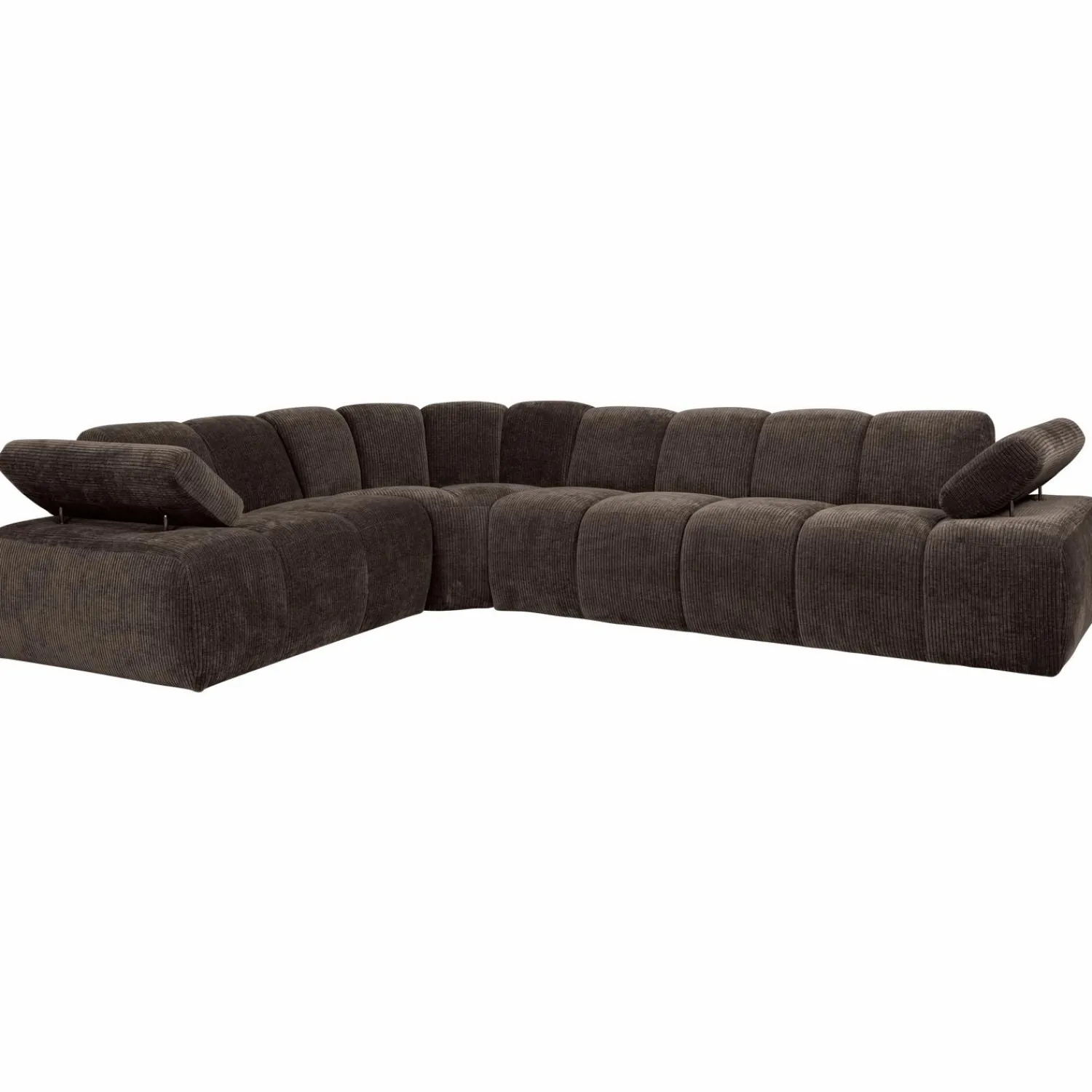 Outlet WOOOD Mojo hoekbank links ribstof Bruin