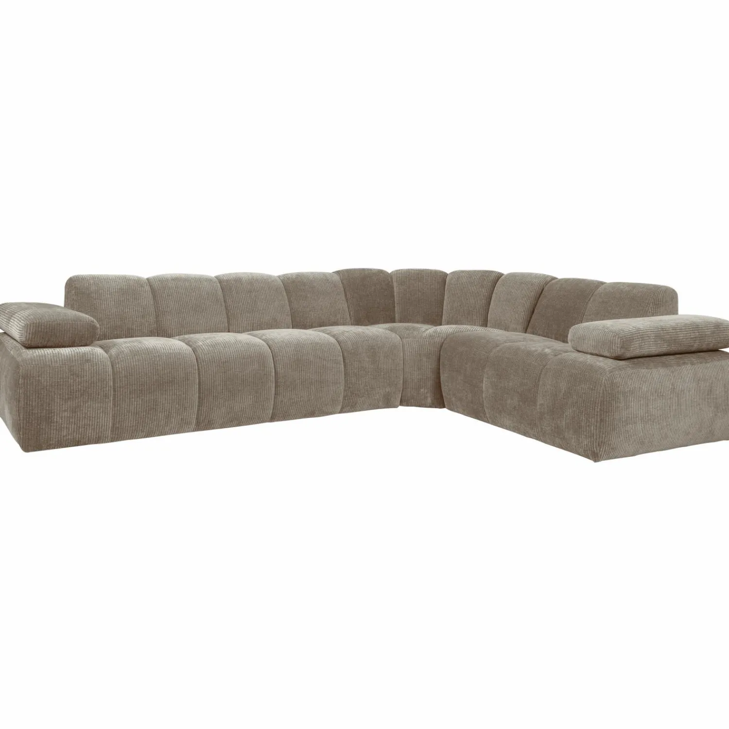 Online WOOOD Mojo hoekbank rechts ribstof donker zand Donkerzand