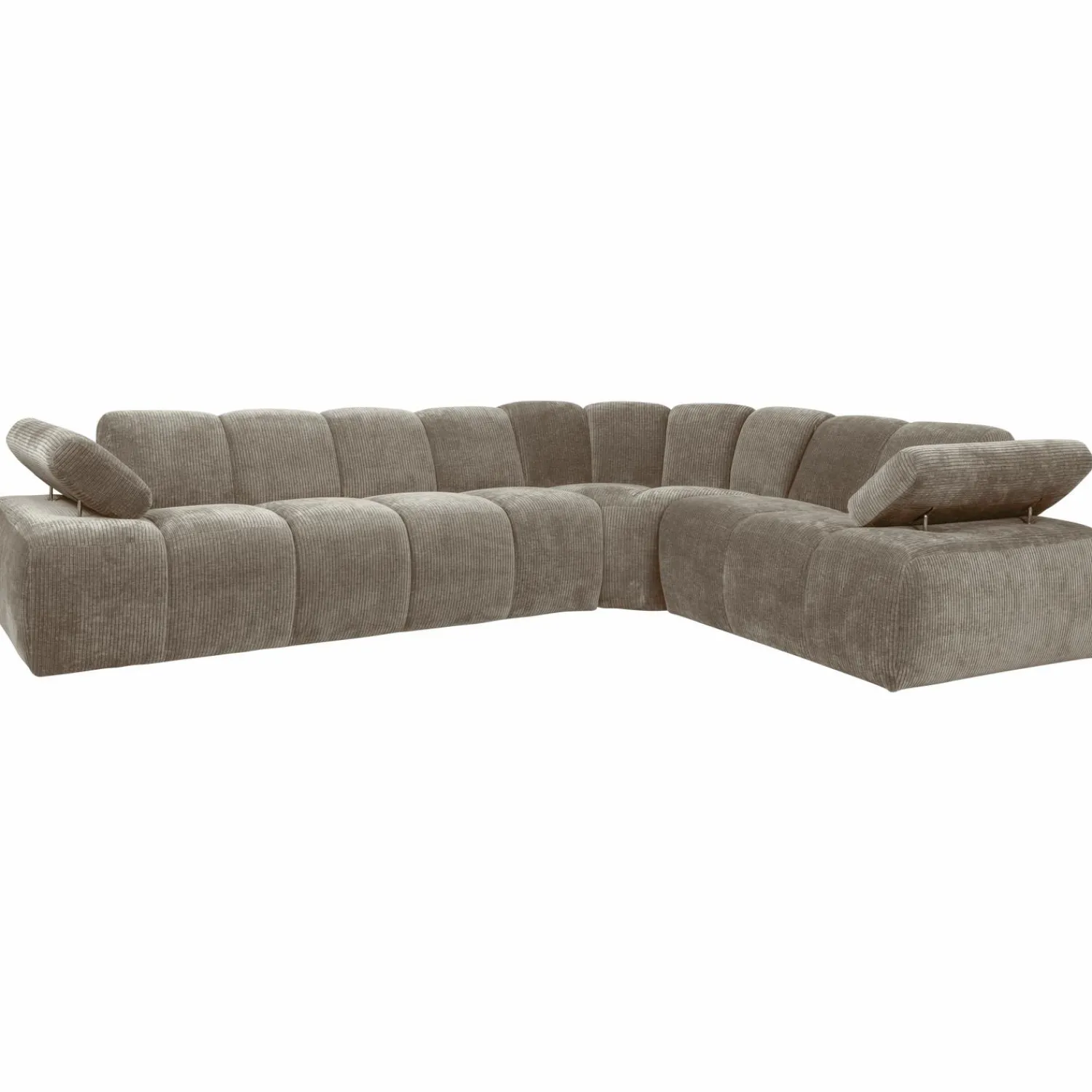 Online WOOOD Mojo hoekbank rechts ribstof donker zand Donkerzand