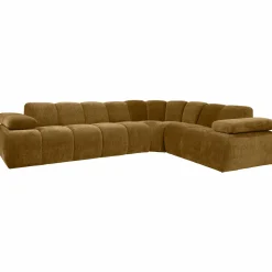 Online WOOOD Mojo hoekbank rechts ribstof Honinggeel