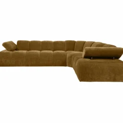 Online WOOOD Mojo hoekbank rechts ribstof Honinggeel