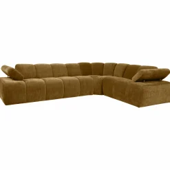 Online WOOOD Mojo hoekbank rechts ribstof Honinggeel