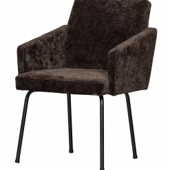Discount WOOOD Mount eetkamerstoel met armleuning 3D chenille Donkerbruin