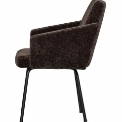 Discount WOOOD Mount eetkamerstoel met armleuning 3D chenille Donkerbruin