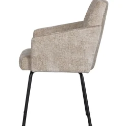 Clearance WOOOD Mount eetkamerstoel met armleuning grof geweven stof Naturel