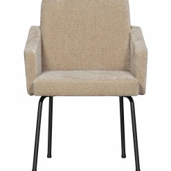 Discount WOOOD Mount eetkamerstoel met armleuning 3D chenille Zand
