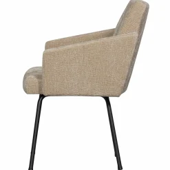 Discount WOOOD Mount eetkamerstoel met armleuning 3D chenille Zand