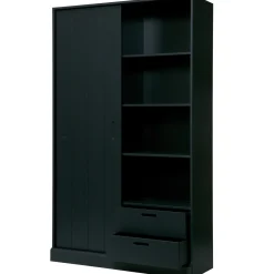 Online WOOOD Move schuifdeurkast grenen matzwart