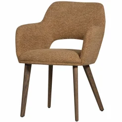 Online WOOOD Murat eetkamerstoel met houten poot donkerbruin Geel