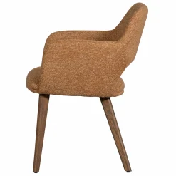 Online WOOOD Murat eetkamerstoel met houten poot donkerbruin Geel