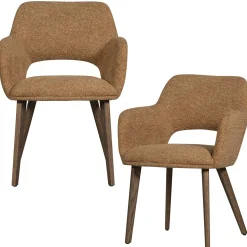 Online WOOOD Murat eetkamerstoel met houten poot donkerbruin Geel