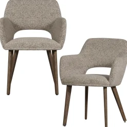 WOOOD Murat eetkamerstoel met houten poot donkerbruin Naturel