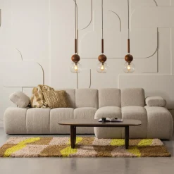 WOOOD Musa vloerkleed grafisch dessin naturel/geel 170x240 cm