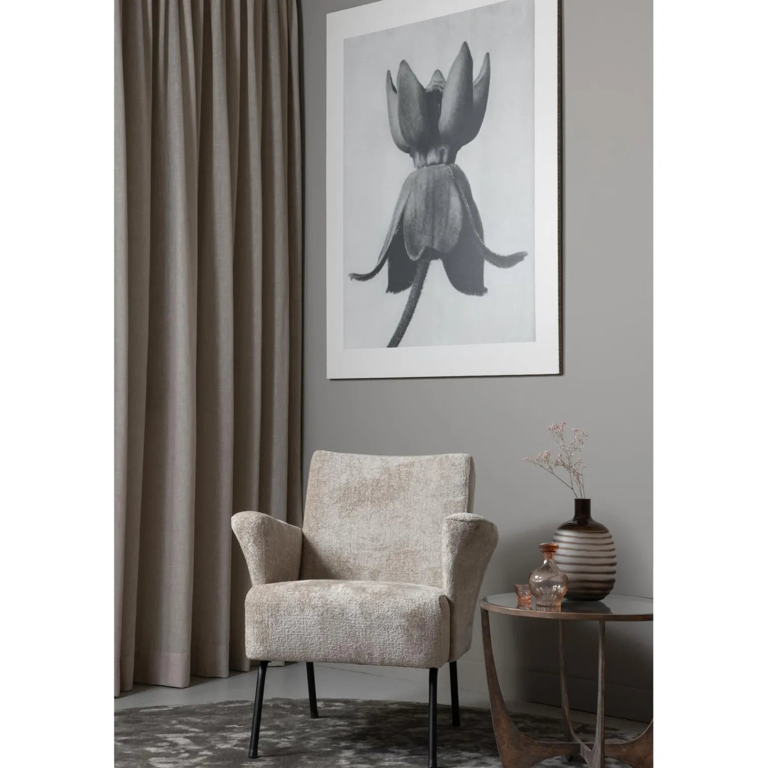 WOOOD Muse fauteuil grof geweven stof Naturel