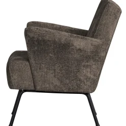 Online WOOOD Muse fauteuil grof geweven stof Grijs/bruin