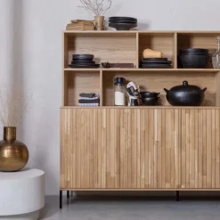 Sale WOOOD New Gravure dressoir 200 cm eiken blanke lak Naturel