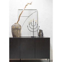 Clearance WOOOD New Gravure dressoir 200 cm grenen Zwart