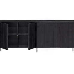 Clearance WOOOD New Gravure dressoir 200 cm grenen Zwart